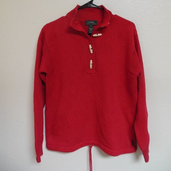 Lauren Ralph Lauren Red Sweater Toggle Buttons - Picture 1 of 4